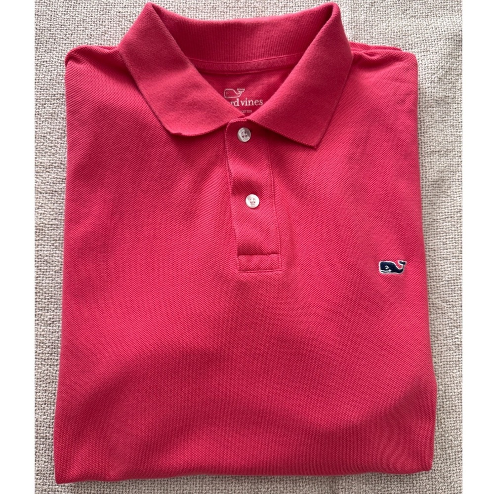 Vineyard Vines Watermelon Pink Polo Shirt Men's M Whale Logo Cotton
